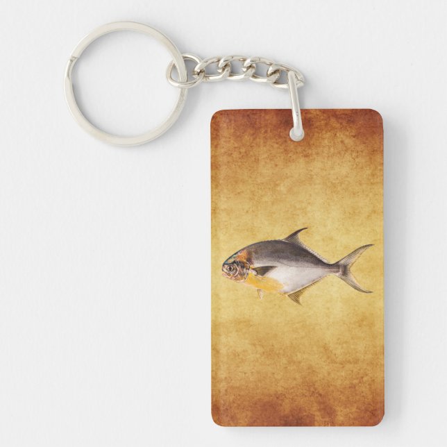 Vintage Pompano Fish - Game Fishes Template Blank Keychain (Front)