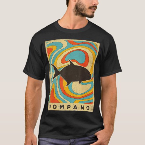 Vintage Pompano Fish Lover Animal Retro Style T_Shirt