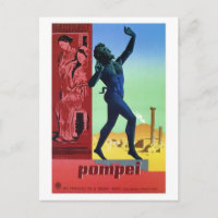 Vintage Pompeii Italian travel poster