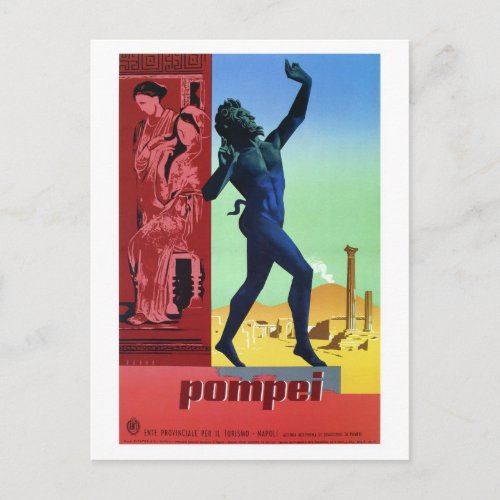 Vintage Pompeii Italian travel poster Postcard