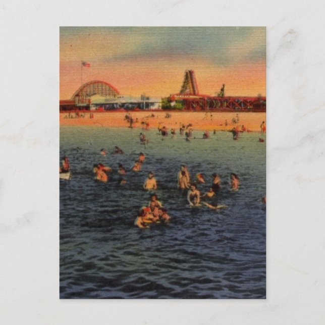 Vintage Pontchartrain Beach Artwork Postcard (Front)