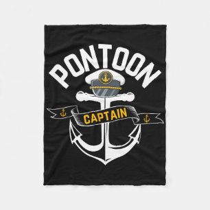 Vintage Pontoon Captain Funny Pontoon Boat  Fleece Blanket