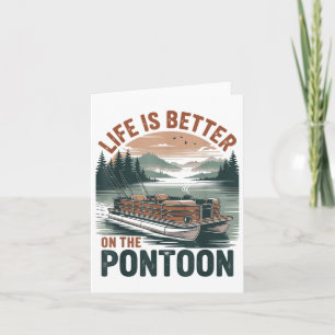 Vintage Pontoon Captain Pontoon Boat Vacation Summ Card