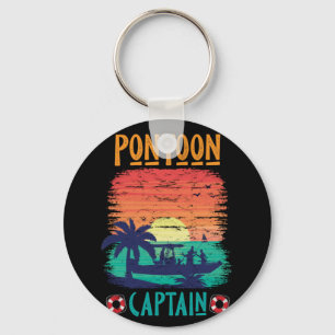 Vintage Pontoon Captain Retro Style Pontoon Boat Keychain