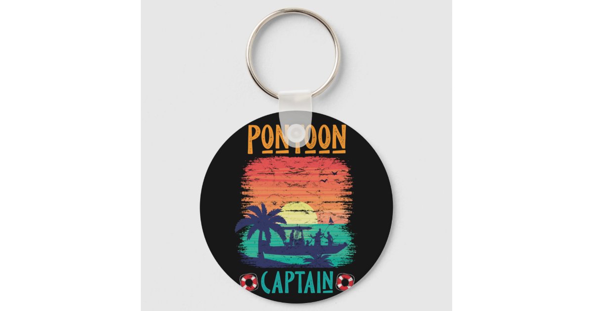 Pontoon Key Chain Vintage Pontoon Captain Retro Style Pontoon Boat Keychain | Zazzle