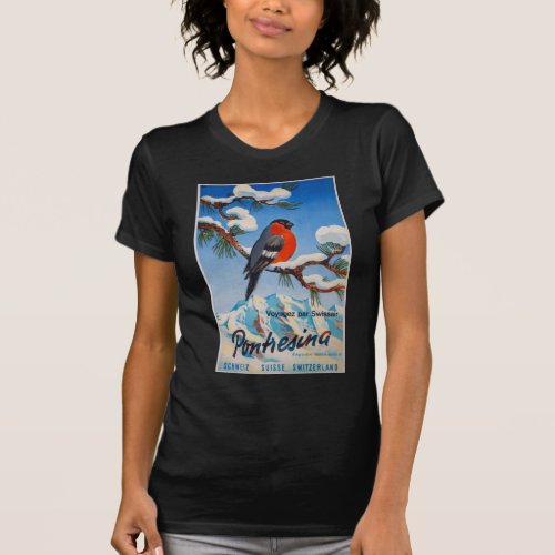 Vintage Pontresina Vacation Swiss Air Switzerland T_Shirt