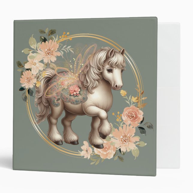 Vintage Pony's Delightful Blooms  3 Ring Binder (Front/Inside)
