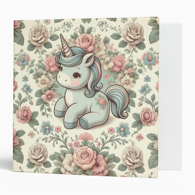 Vintage Pony's Delightful Blooms  3 Ring Binder (Front/Inside)
