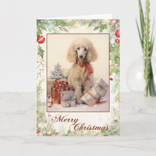 Vintage Poodle Christmas Holiday Card