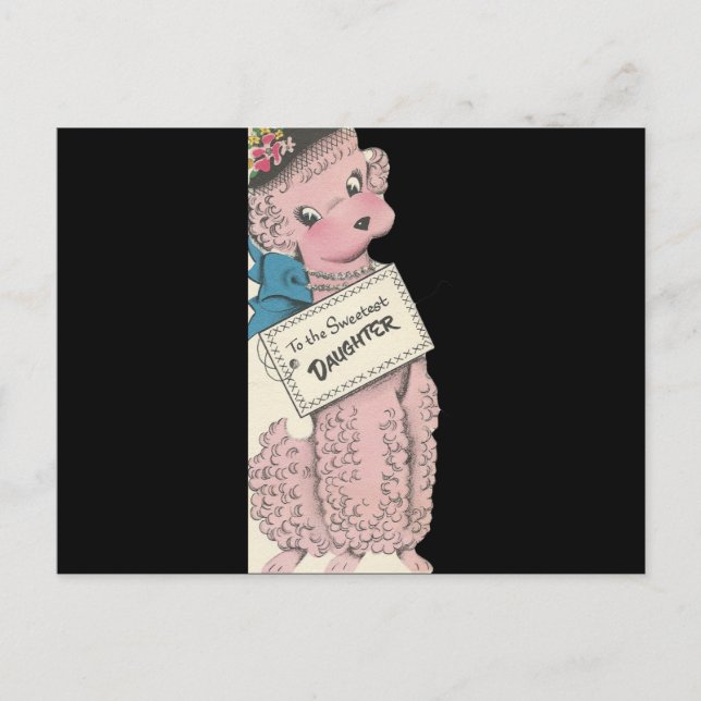 Vintage Poodle Daughter Postcard (Front)