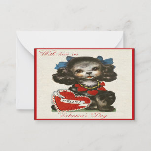 Vintage Poodle Dog In Valentine's Day Note Card