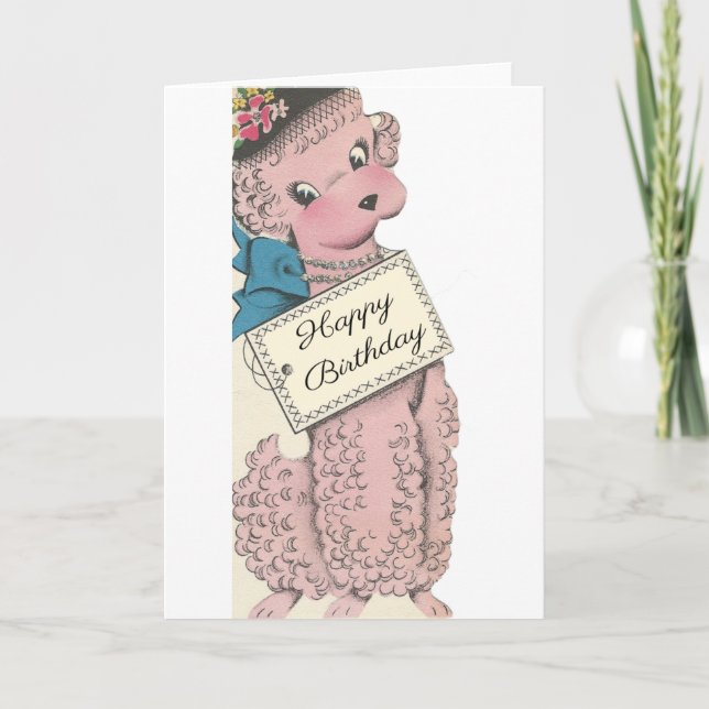 Vintage Poodle Happy Birthday Card (Front)