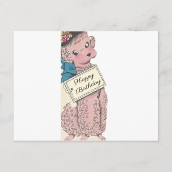 Vintage Poodle Happy Birthday Postcard by Gypsify at Zazzle