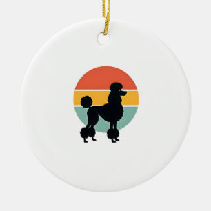 Vintage Poodle Sunset Retro Dog Silhouette Circle  Ceramic Ornament