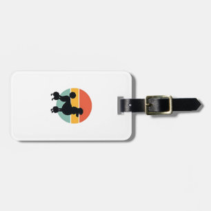 Vintage Poodle Sunset Retro Dog Silhouette Circle Luggage Tag