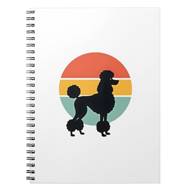 Vintage Poodle Sunset Retro Dog Silhouette Circle  Notebook (Front)