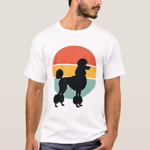Vintage Poodle Sunset Retro Dog Silhouette Circle T-Shirt