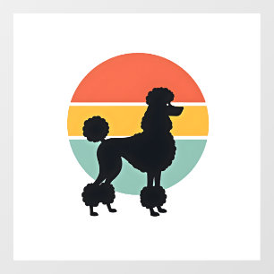 Vintage Poodle Sunset Retro Dog Silhouette Circle Window Cling