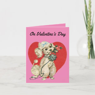 Vintage Poodle With Heart Holiday Card