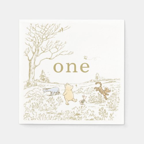 Vintage Pooh 100 Acre Wood 1st Birthday  Napkins