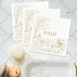 Vintage Pooh 100 Acre Wood 1st Birthday  Napkins<br><div class="desc">Celebrate your child's Winnie the Pooh themed Birthday  with these classic Winnie the Pooh paper napkins. Personalize by adding your child's age!</div>