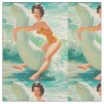 Vintage Pool Summer Day Seal Pinup Gal Fabric