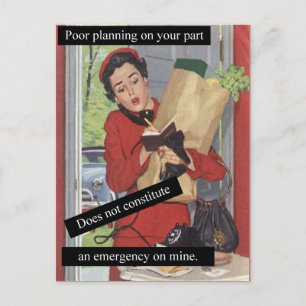 Vintage Poor Planning Busy Woman on Phone Postcard