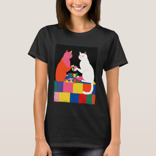 Vintage Pop Art Cats Playing Cards T-Shirt