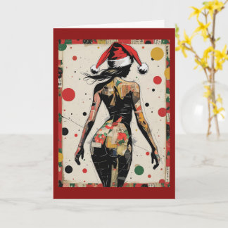 Vintage Pop Art Christmas Tee - Abstract Holiday Card