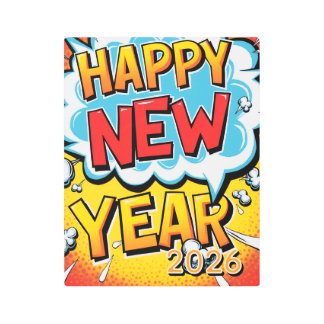 Vintage Pop Art Happy New Year Comic Style Poster