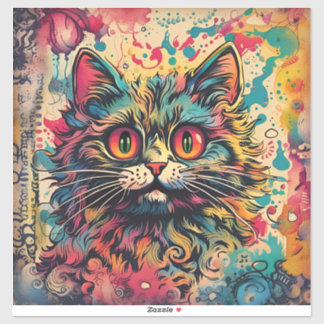 Vintage Pop Art, Louis Wain Style, Beautiful Cat Sticker