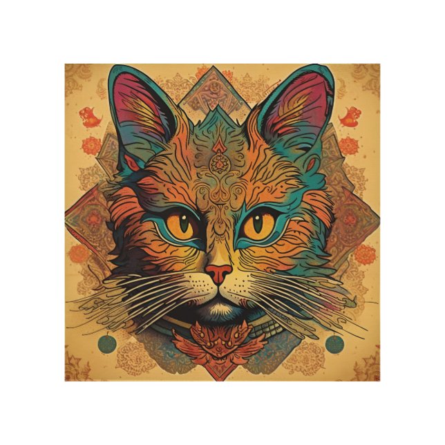 Vintage Pop Art Louis Wain Style Cat (Front)