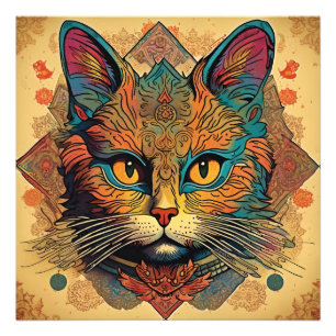 Vintage Pop Art Louis Wain Style Cat Photo Print