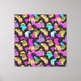 Vintage Pop Art Pattern Fabric Art Design Canvas Print