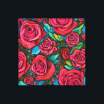 Vintage Pop Art Pattern Roses Flowers  Art Design Canvas Print<br><div class="desc">Vintage Pop Art Pattern Roses Flowers  Art Design</div>