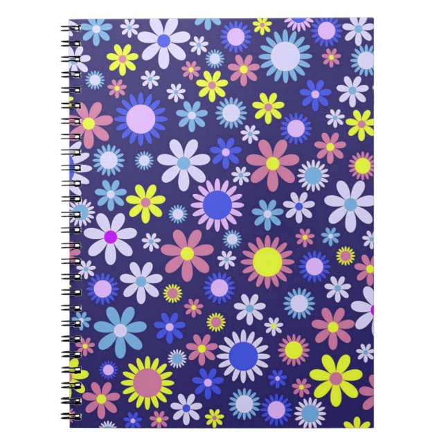 Vintage Pop Art Style Daisy Flowers Pattern Notebook (Front)