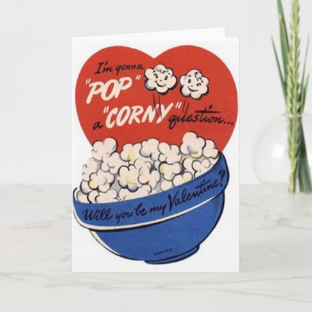 Vintage Popcorn Valentine's Day Card (Front)