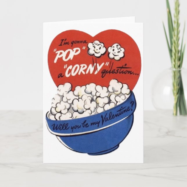 Vintage Popcorn Valentine's Day Card (Front)