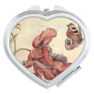 Vintage Poppies and Butterflies Compact Mirror