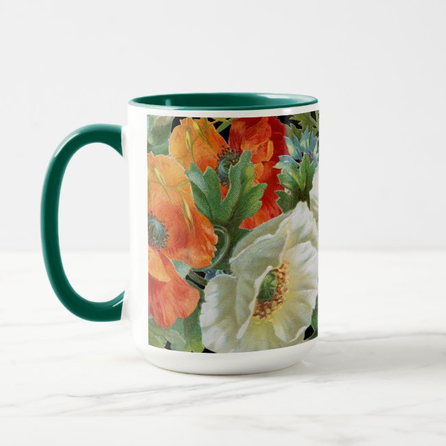 Vintage Poppies and Cornflowers Floral Mug