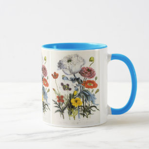 Vintage Poppies in the Garden, Victorian Flowers Mug