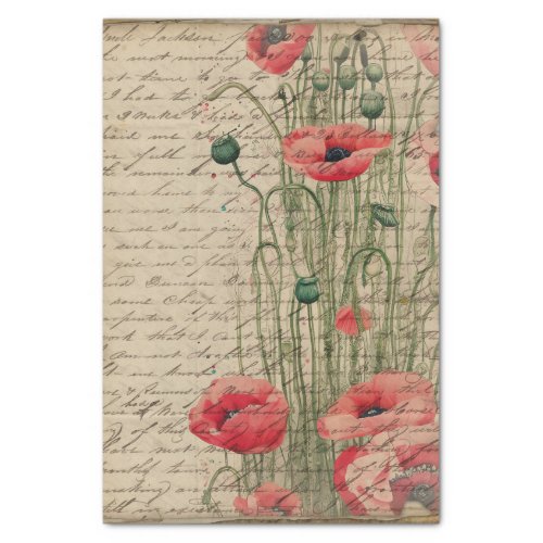 Vintage Poppies Journal I Tissue Paper