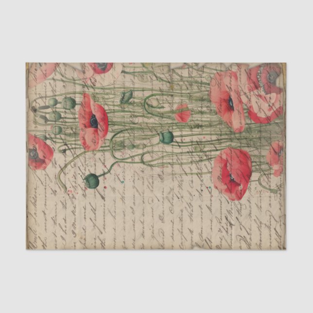Vintage Poppies Journal I Tissue Paper (Front)