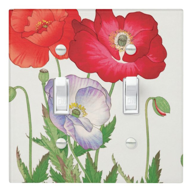 Vintage Poppies Light Switch Cover (In Situ)