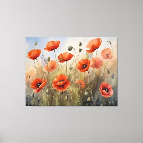 Vintage Poppies Oil Painting Timeless Floral  Canvas Print