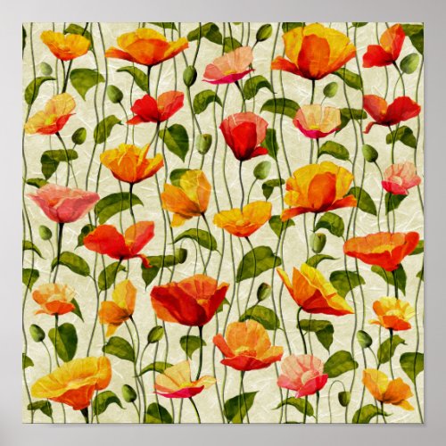 Vintage Poppies Poster