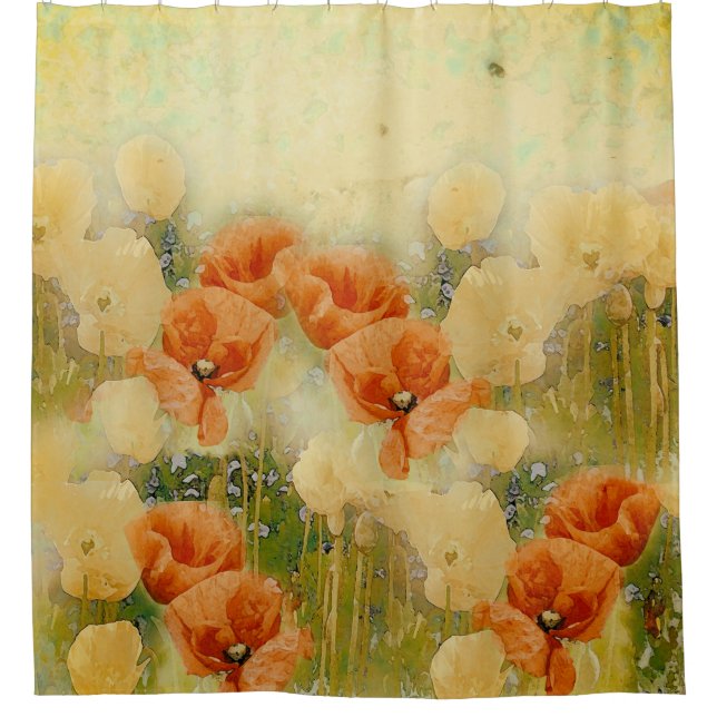 Vintage Poppies Shower Curtain (Front)