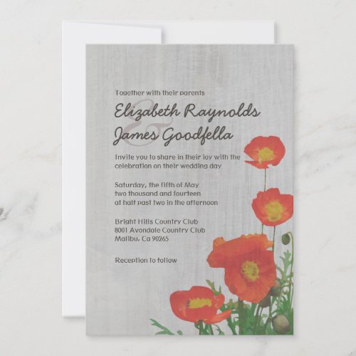 Vintage Poppies Wedding Invitations
