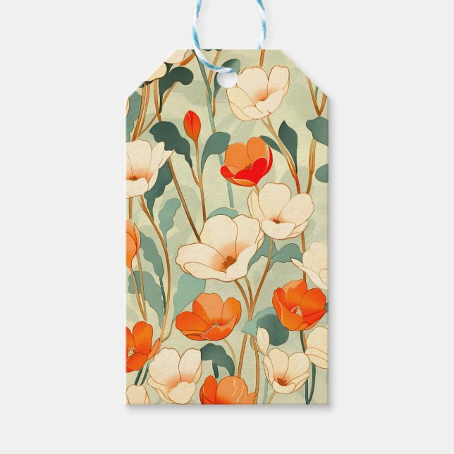 Vintage Poppy Blossom Gift Tags (Front)