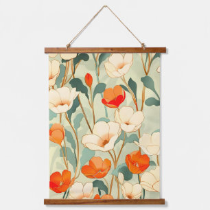 Vintage Poppy Blossom Hanging Tapestry